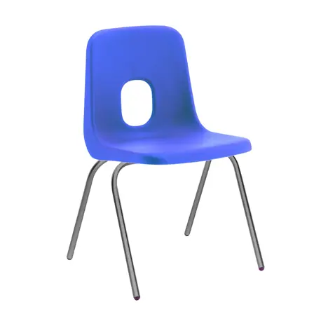 E Series Polypropylene Classroom Chair - 4 Grey Legs - Size EB - Blue